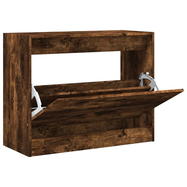 skoskab 80x34x63 cm konstrueret træ røget egetræsfarve
