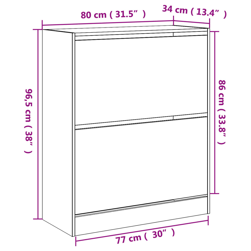 skoreol 80x34x96,5 cm konstrueret træ grå sonoma-eg