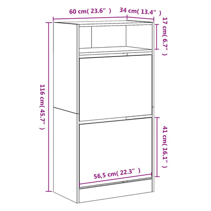 skoreol 60x34x116 cm konstrueret træ hvid