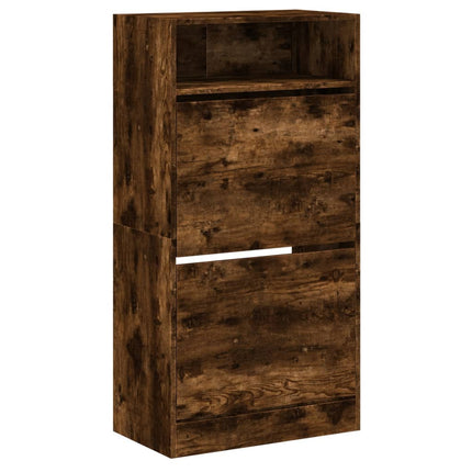 skoreol 60x34x116 cm konstrueret træ røget egetræsfarve
