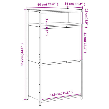 skoreol 60x34x112 cm konstrueret træ sonoma-eg