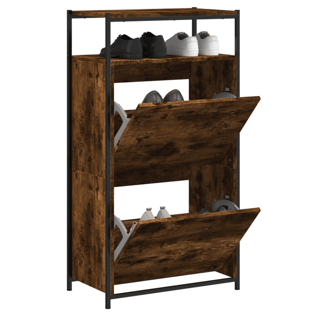 skoreol 60x34x112 cm konstrueret træ røget egetræsfarve
