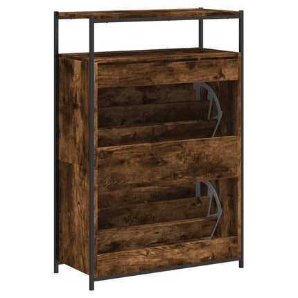 skoreol 75x34x112 cm konstrueret træ røget egetræsfarve