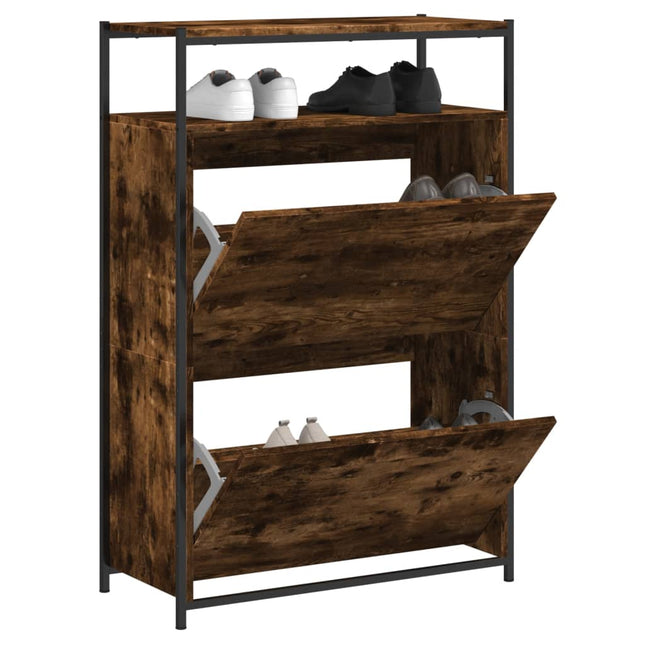 skoreol 75x34x112 cm konstrueret træ røget egetræsfarve
