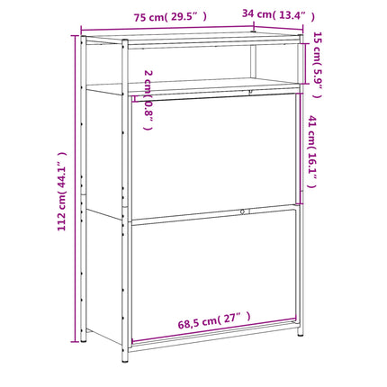 skoreol 75x34x112 cm konstrueret træ grå sonoma-eg