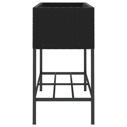 plantekasse med hylde polyrattan sort