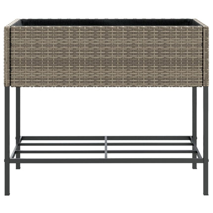 plantekasse med hylde polyrattan grå