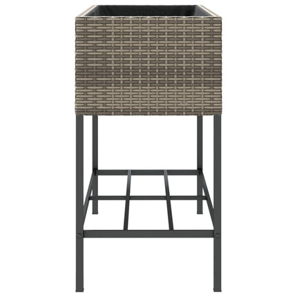 plantekasse med hylde polyrattan grå