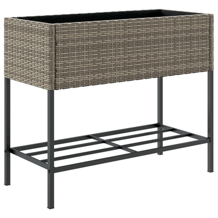 plantekasse med hylde polyrattan grå