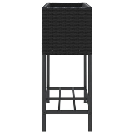 plantekasse med hylde polyrattan sort