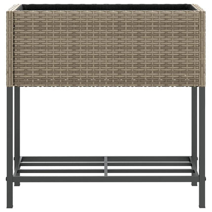 plantekasse med hylde polyrattan grå
