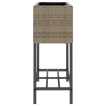 plantekasse med hylde polyrattan grå
