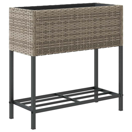 plantekasse med hylde polyrattan grå
