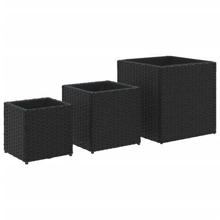 plantekasser 3 stk. polyrattan sort
