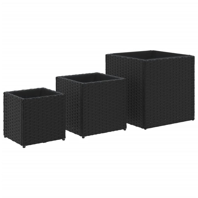 plantekasser 3 stk. polyrattan sort