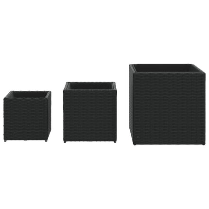 plantekasser 3 stk. polyrattan sort