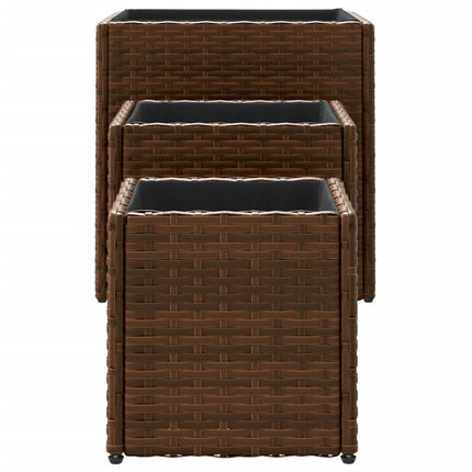 plantekasser 3 stk. polyrattan brun