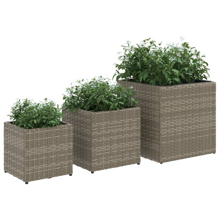 plantekasser 3 stk. polyrattan grå
