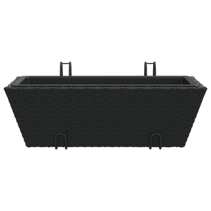 plantekasser med kroge 2 stk. polyrattan sort