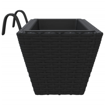 plantekasser med kroge 2 stk. polyrattan sort