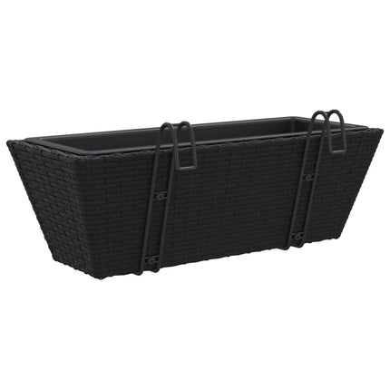 plantekasser med kroge 2 stk. polyrattan sort