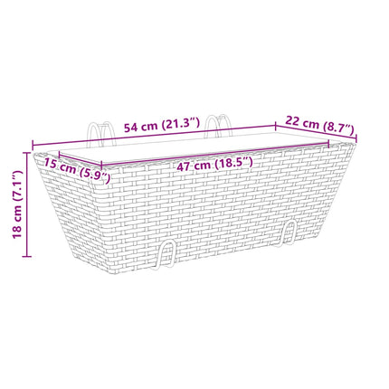 plantekasser med kroge 2 stk. polyrattan sort