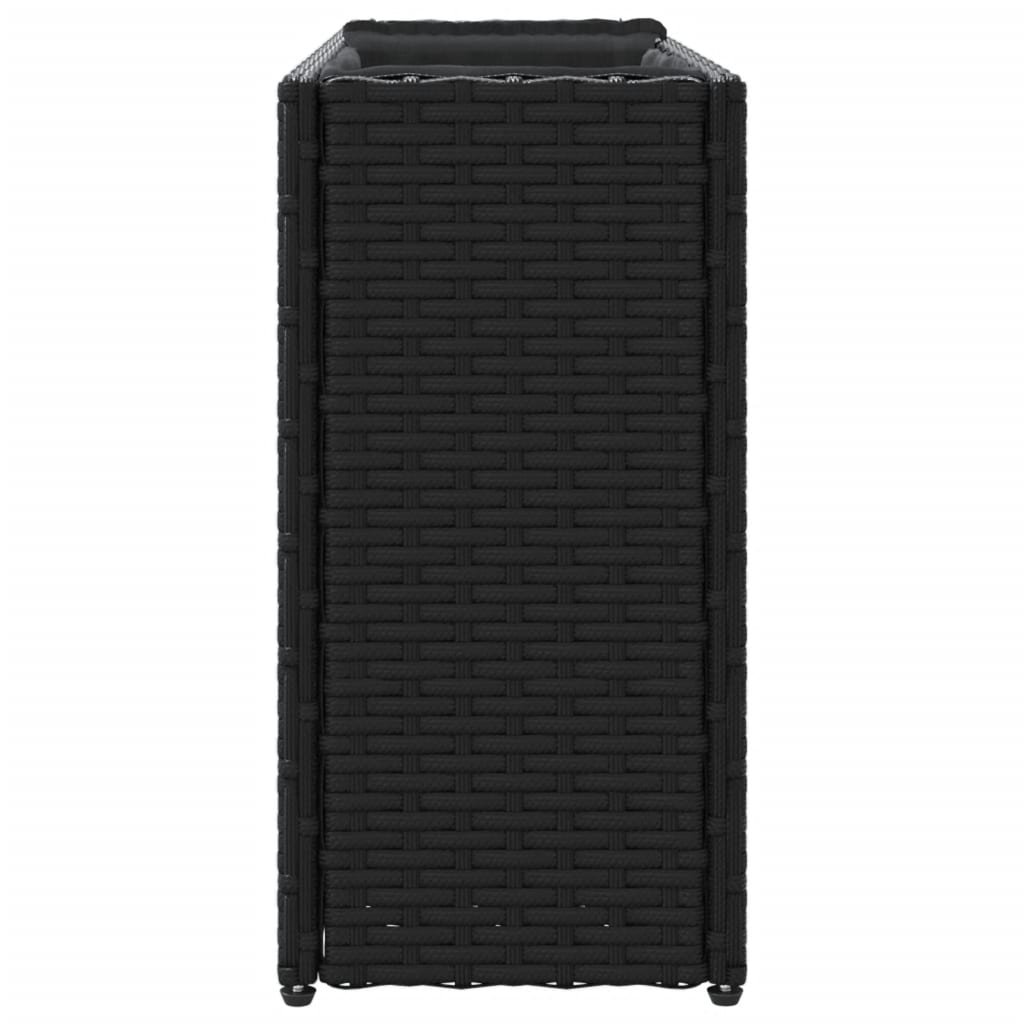 plantekasse med 2 krukker 90x20x40 cm polyrattan sort