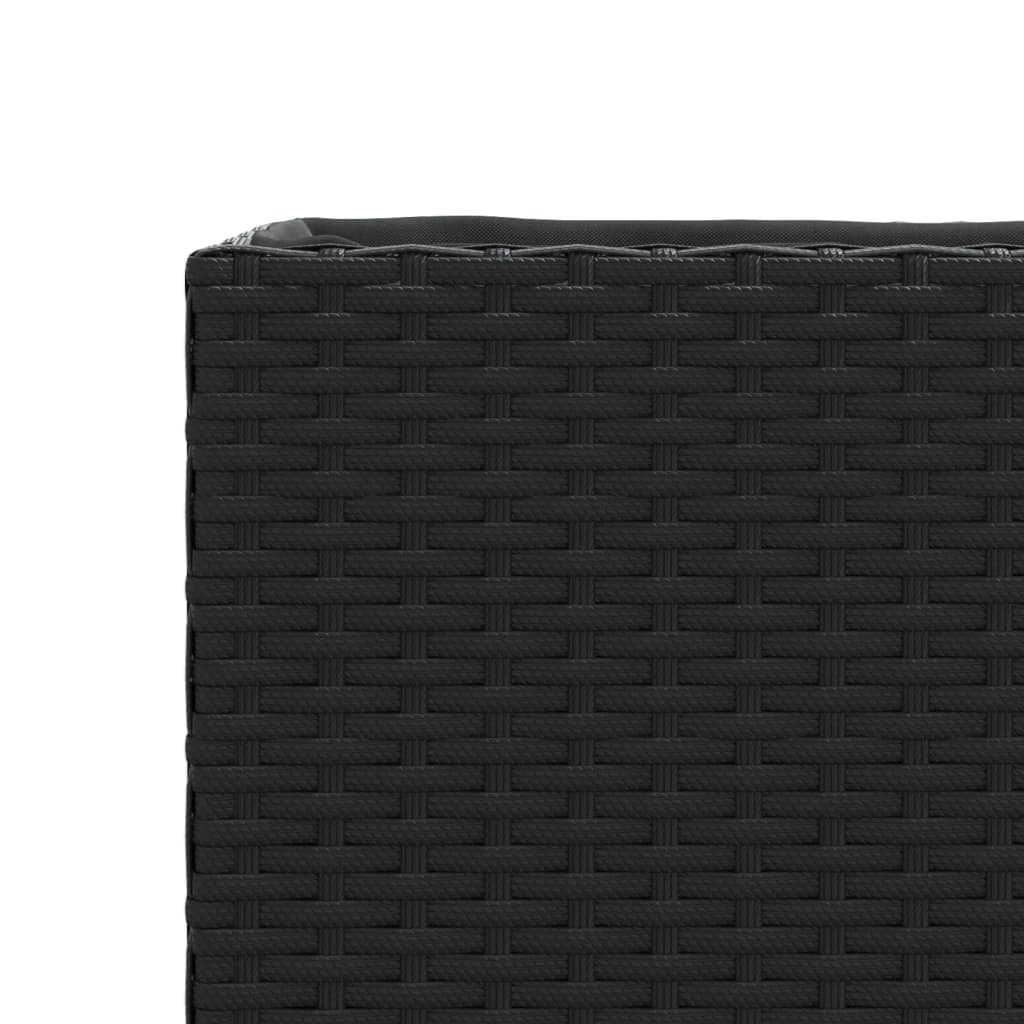 plantekasse med 2 krukker 90x20x40 cm polyrattan sort