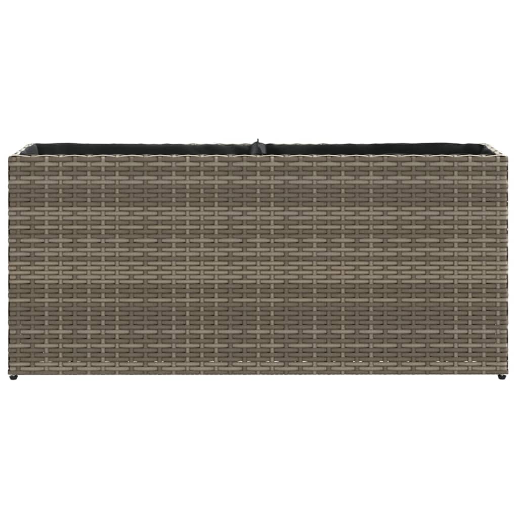 plantekasse med hjul og 2 krukker 90x20x40 cm polyrattan brun