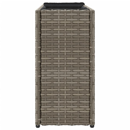 plantekasse med 2 krukker 90x20x40 cm polyrattan brun