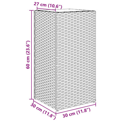 plantekasse 30x30x60 cm polyrattan grå