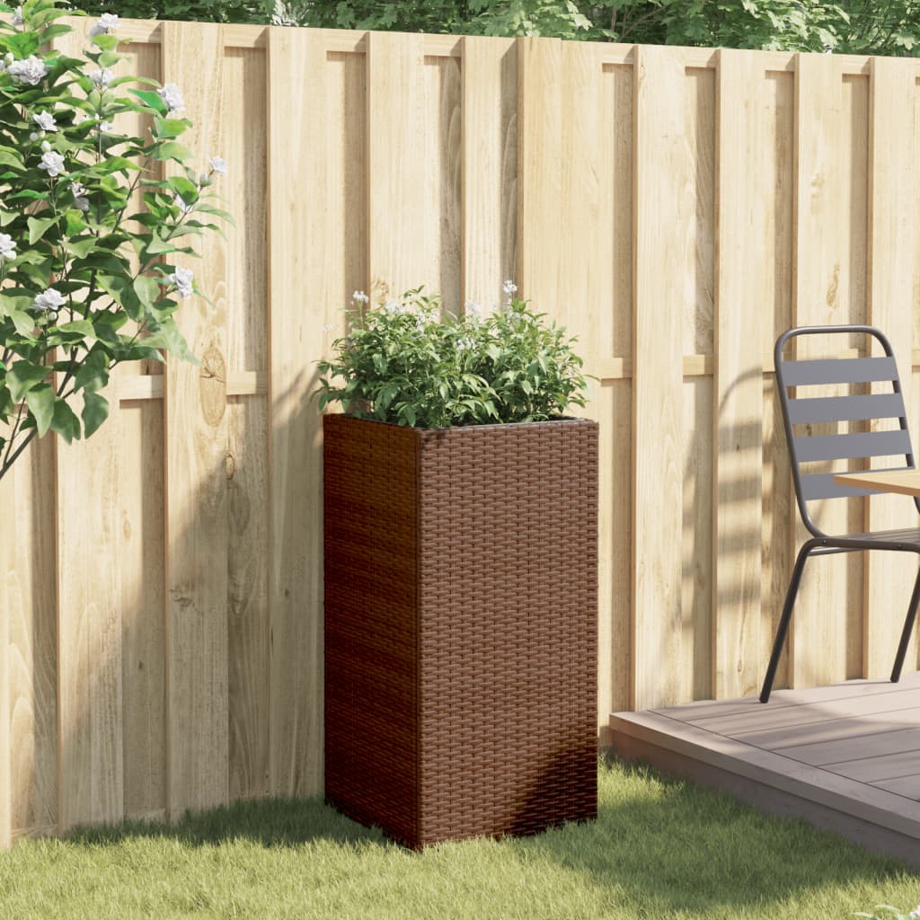 plantekasse 40x40x80 cm polyrattan brun