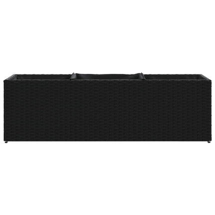 plantekasse med 3 krukker 105x30x32 cm polyrattan sort