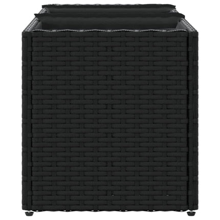 plantekasse med 3 krukker 105x30x32 cm polyrattan sort