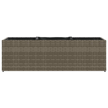plantekasse med 3 krukker 105x30x32 cm polyrattan grå
