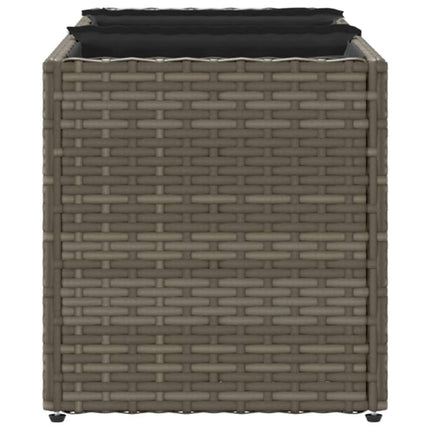 plantekasse med 3 krukker 105x30x32 cm polyrattan grå
