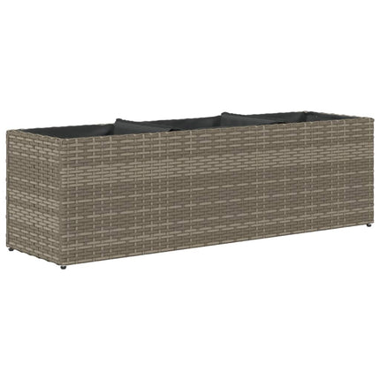 plantekasse med 3 krukker 105x30x32 cm polyrattan grå