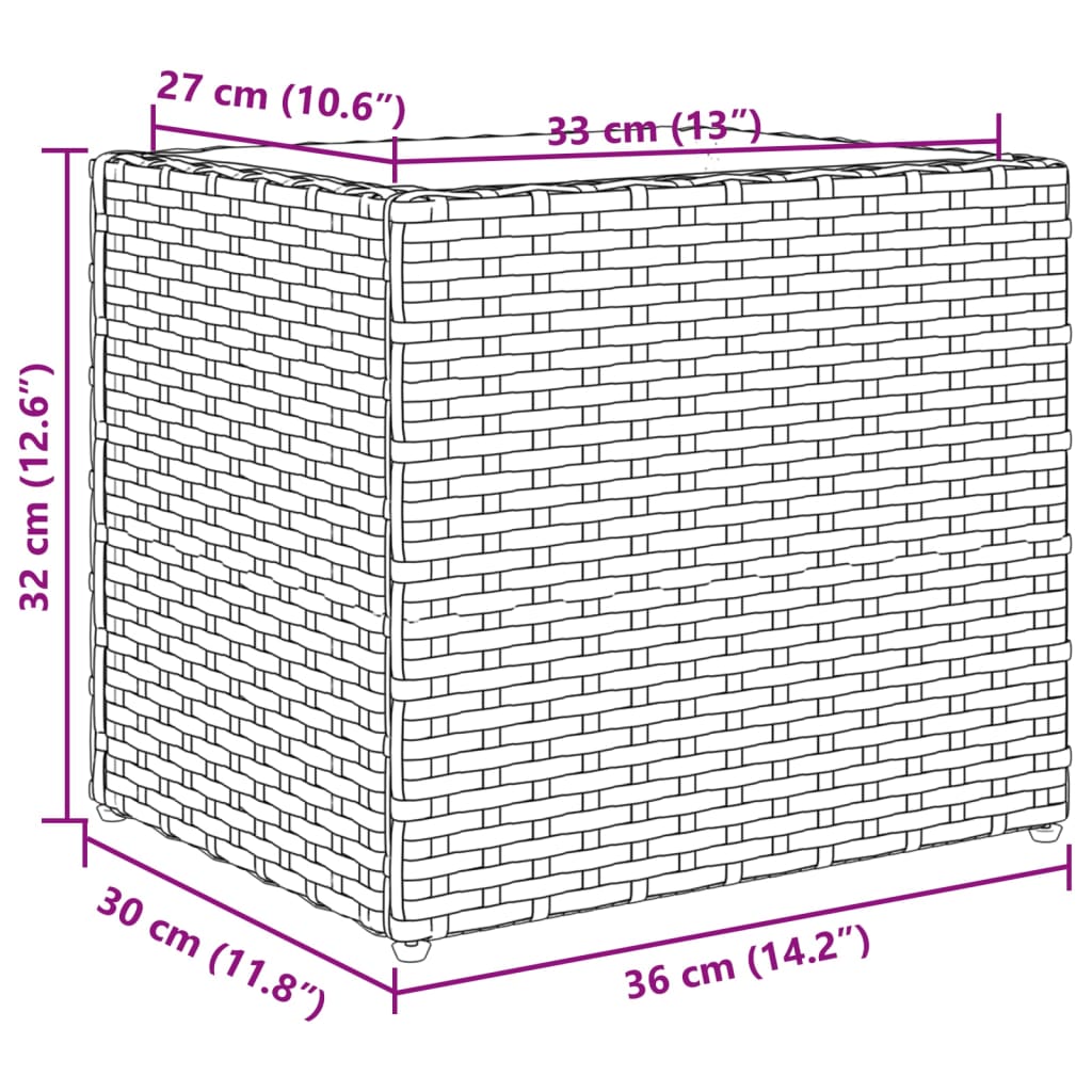 plantekasse 36x30x32 cm polyrattan sort