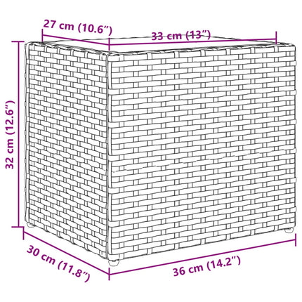 plantekasse 36x30x32 cm polyrattan grå