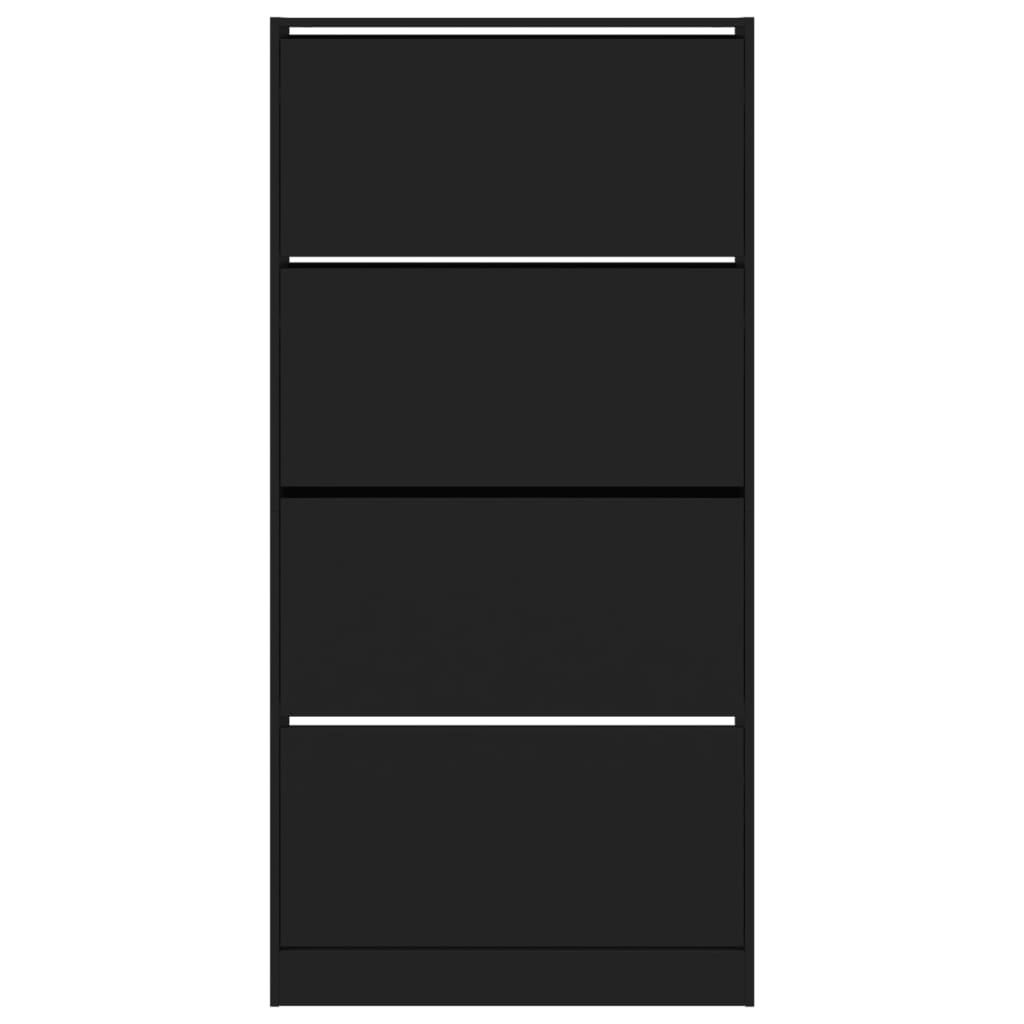 skoskab med 4 vippeskuffer 80x21x163,5 cm sort