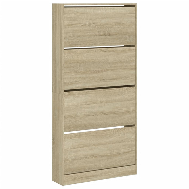 skoskab med 4 vippeskuffer 80x21x163,5 cm sonoma-eg