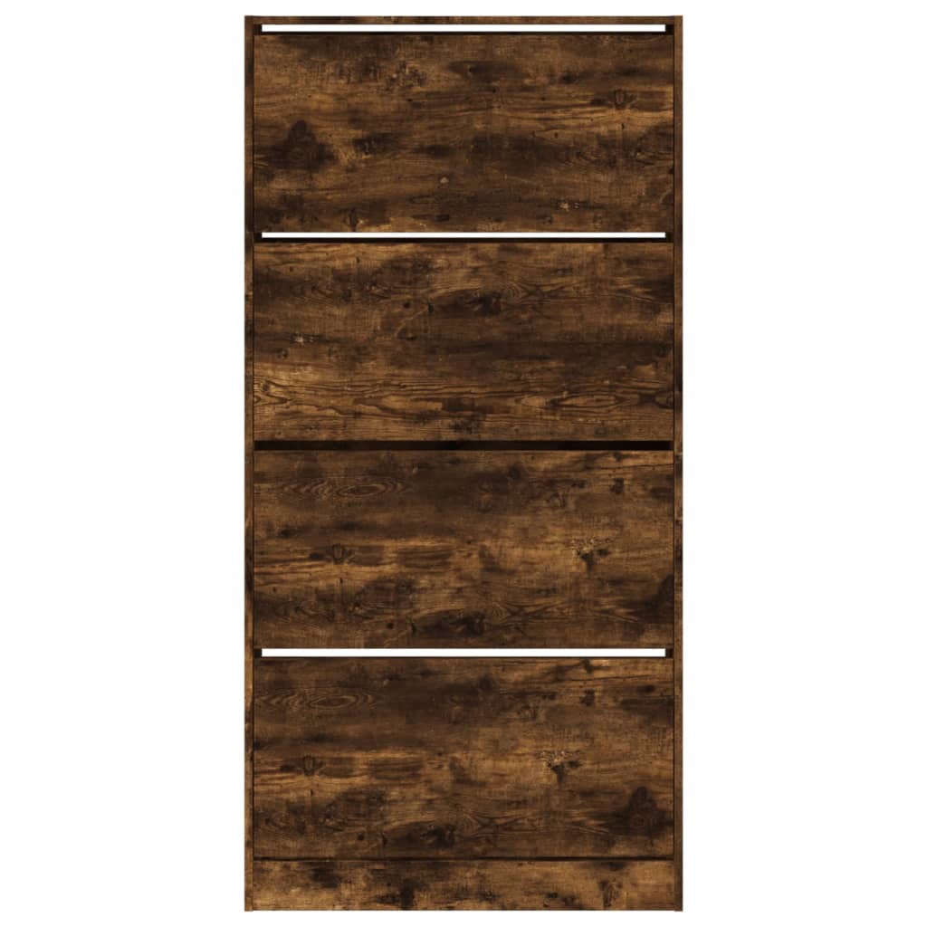 skoskab med 4 vippeskuffer 80x21x163,5 cm røget eg