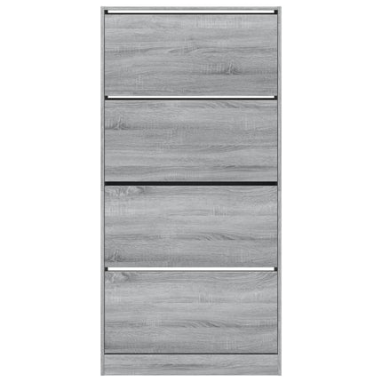 skoskab med 4 vippeskuffer 80x21x163,5 cm grå sonoma-eg