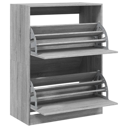 skoskab med 2 vippeskuffer 80x42x108 cm grå sonoma-eg
