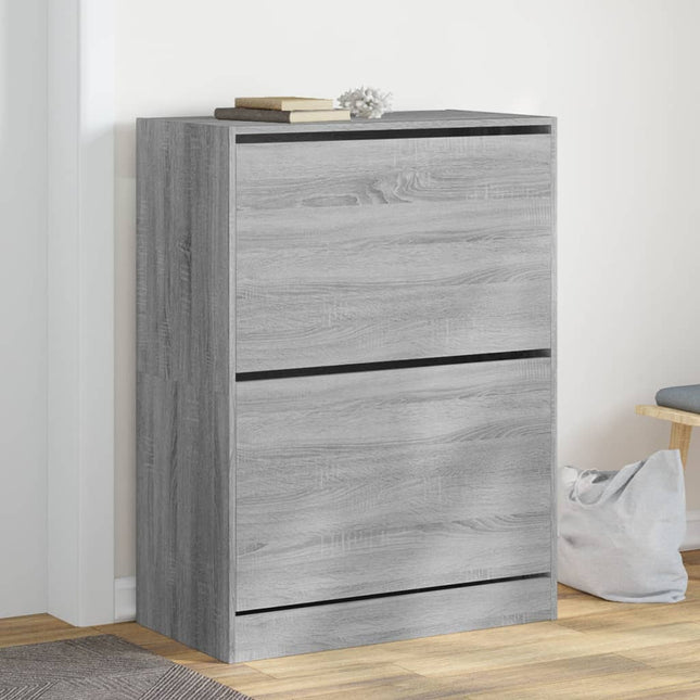 skoskab med 2 vippeskuffer 80x42x108 cm grå sonoma-eg