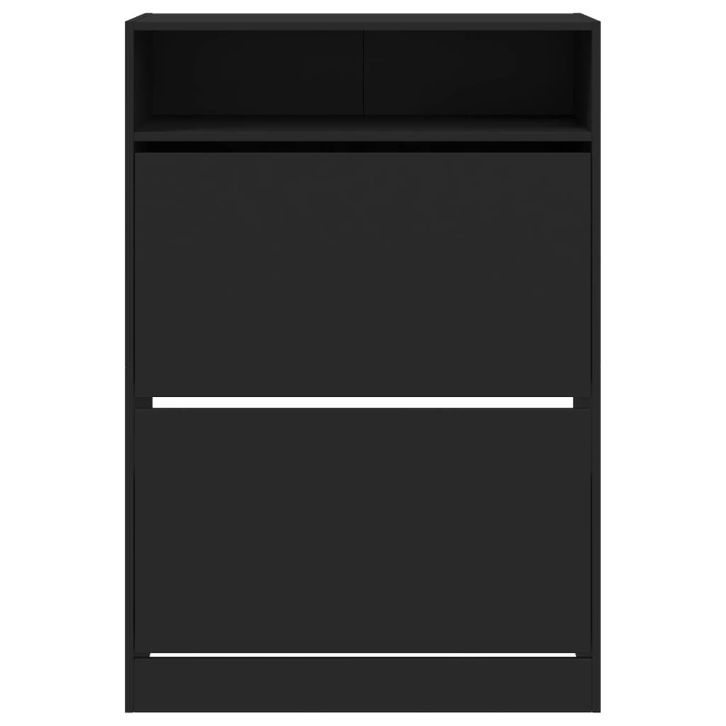 skoskab med 2 vippeskuffer 80x34x116 cm sort