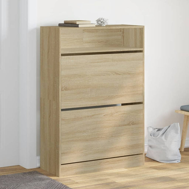 skoskab med 2 vippeskuffer 80x34x116 cm sonoma-eg