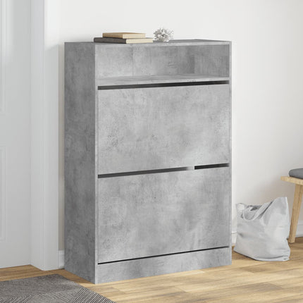 skoskab med 2 vippeskuffer 80x34x116 cm betongrå