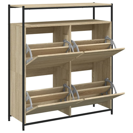 skoskab med 4 vippeskuffer 100x34x112 cm sonoma-eg