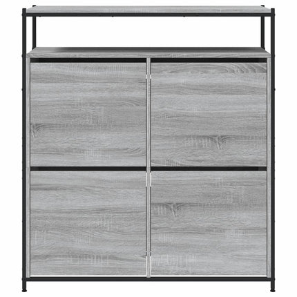 skoskab med 4 vippeskuffer 100x34x112 cm grå sonoma-eg